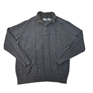 Oscar‎ De La Renta Blue Gray 1/4 Zip Mock Neck Gray Sweater Size XXL Men's